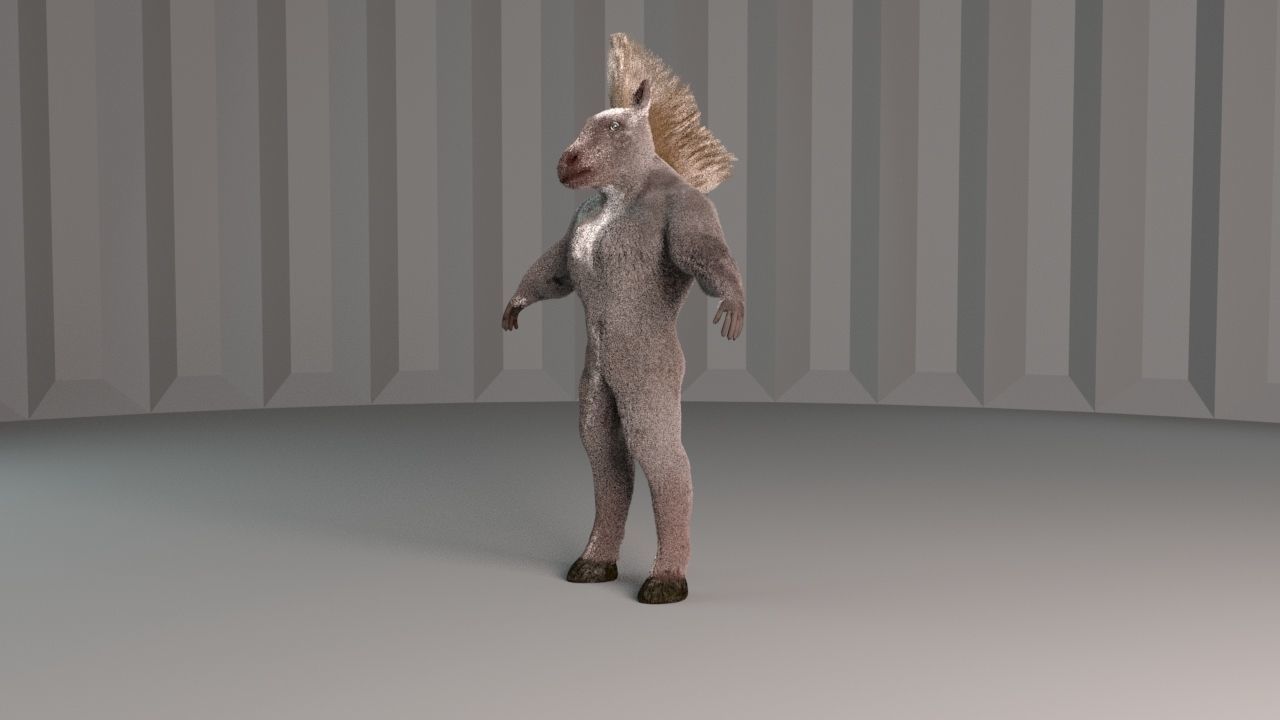 Horse man Creature Model with PBR n Arnold Textures n Xgen Fur Low-poly 3D model_8