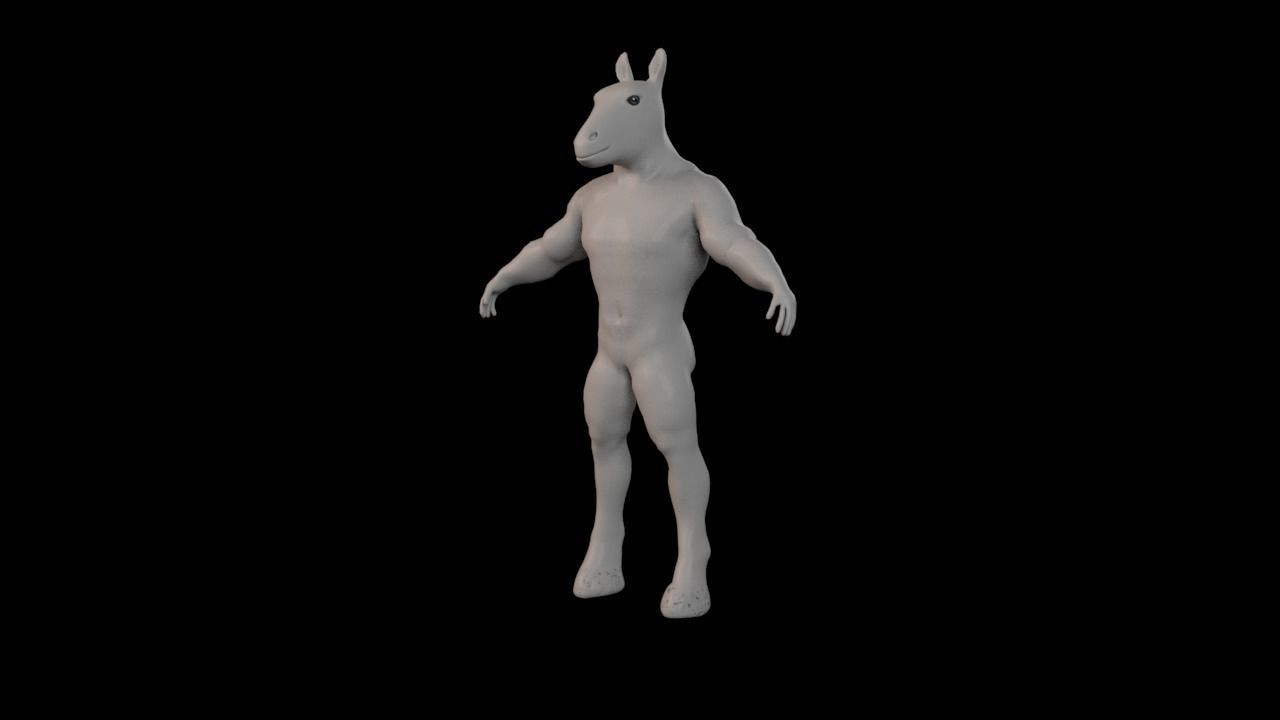 Horse man Creature Model with PBR n Arnold Textures n Xgen Fur Low-poly 3D model_9