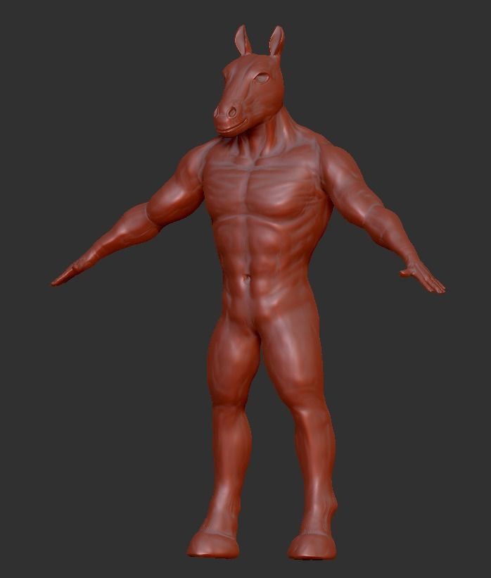 Horse man Creature Model with PBR n Arnold Textures n Xgen Fur Low-poly 3D model_1