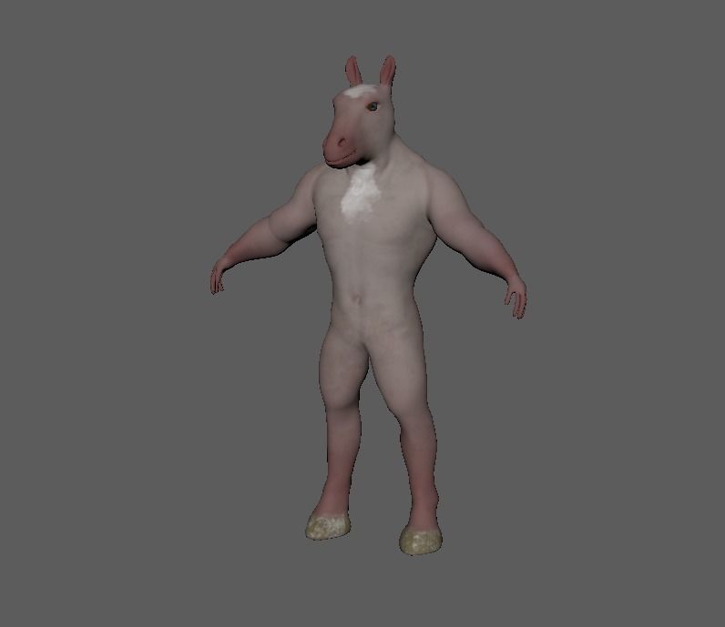 Horse man Creature Model with PBR n Arnold Textures n Xgen Fur Low-poly 3D model_2