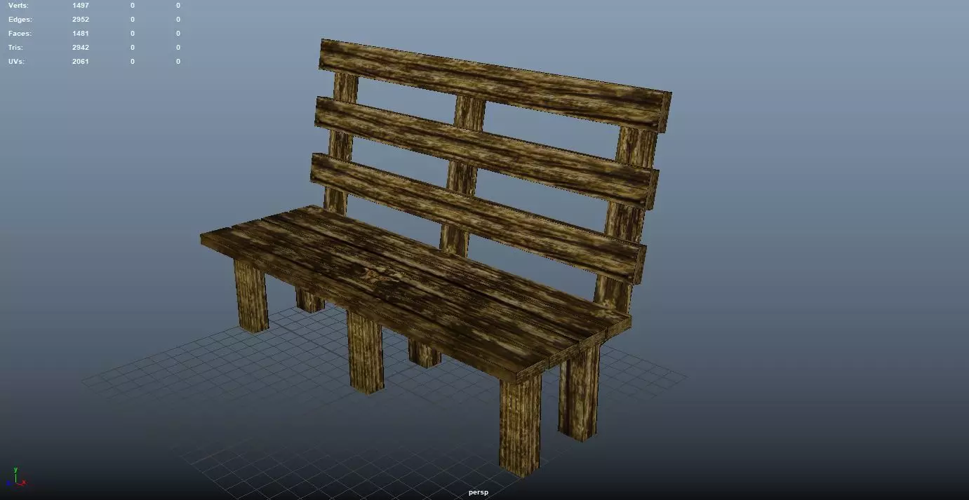 Bench Low Poly wooden Free 3D model