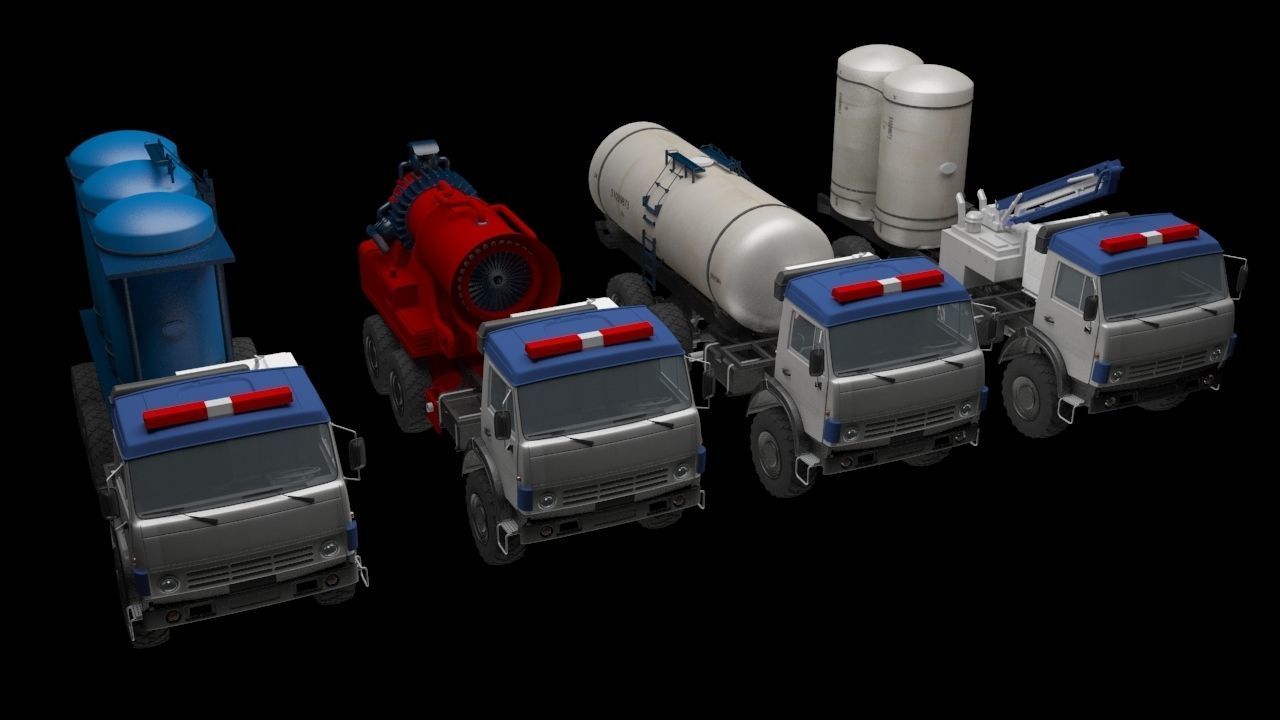 Anti-vehicle fire truck with water tanks 3D model_2