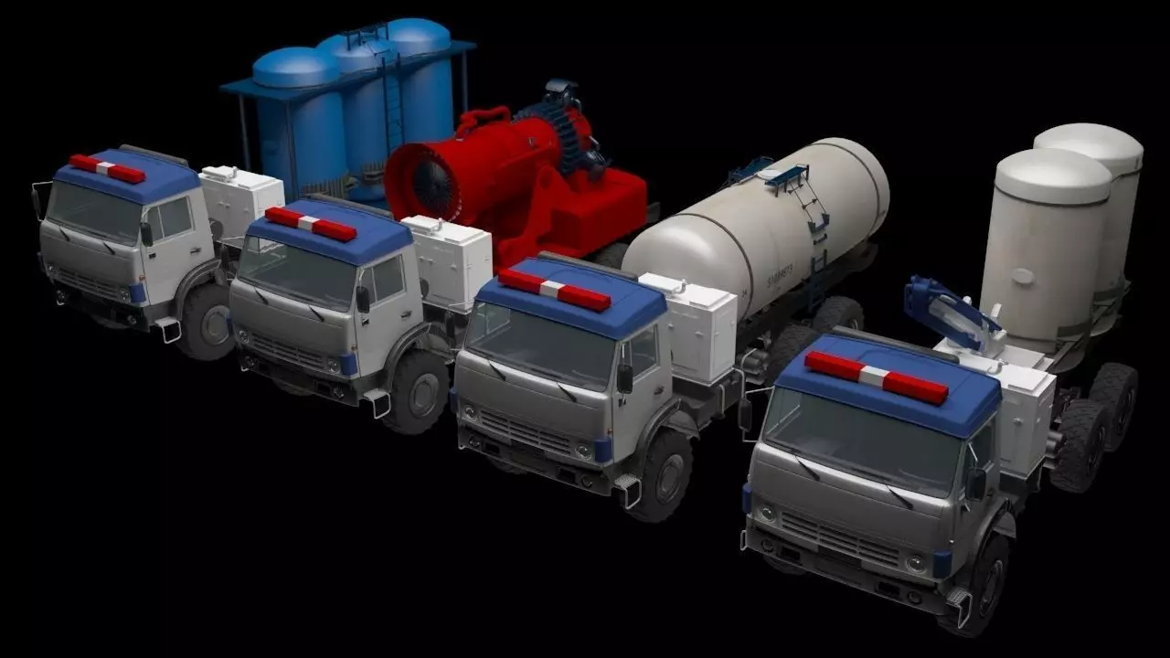 Anti-vehicle fire truck with water tanks 3D model_0
