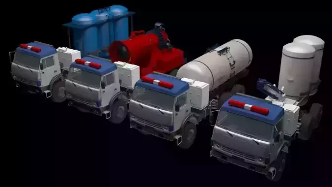 Anti-vehicle fire truck with water tanks 3D model