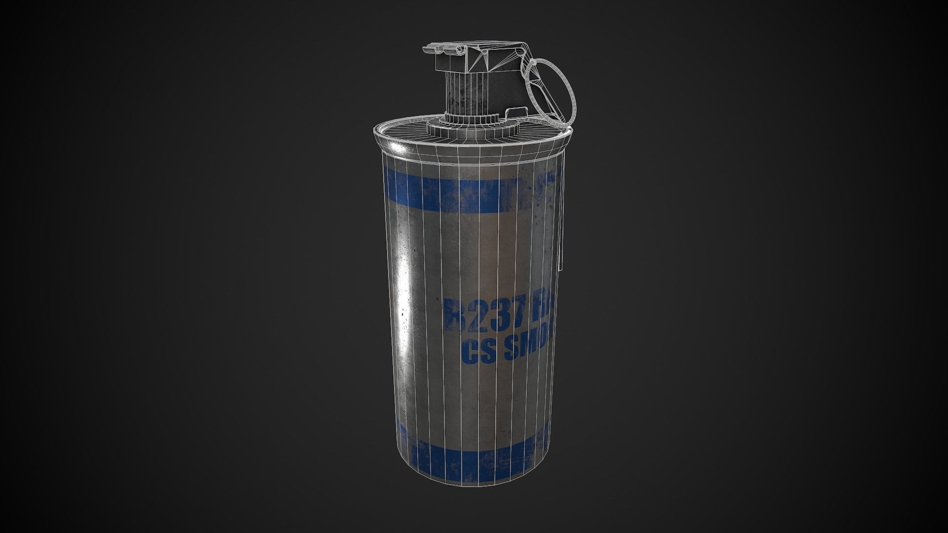 Tear Gas Grenade Low-poly 3D model_3