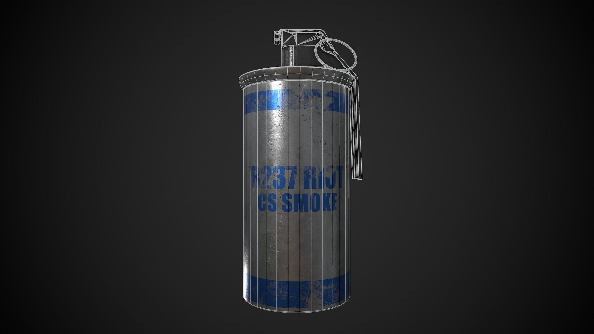 Tear Gas Grenade Low-poly 3D model_6