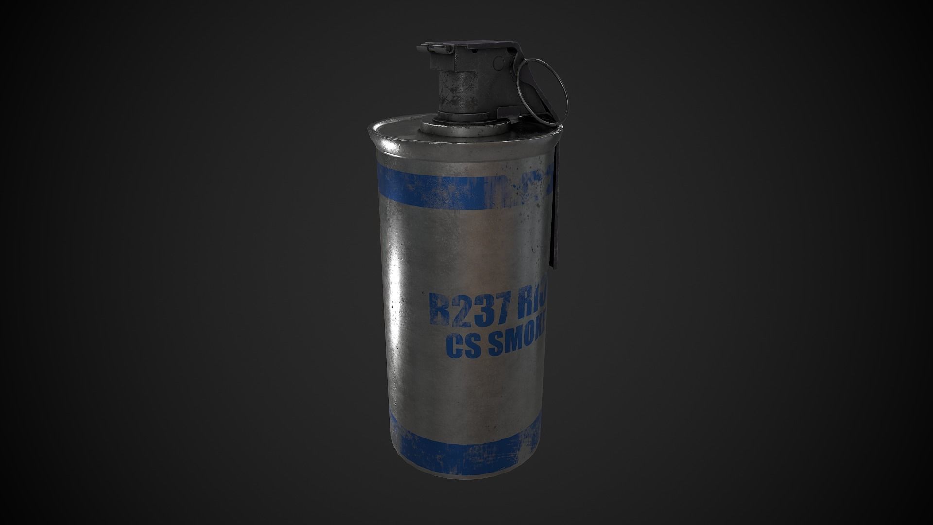 Tear Gas Grenade Low-poly 3D model_1