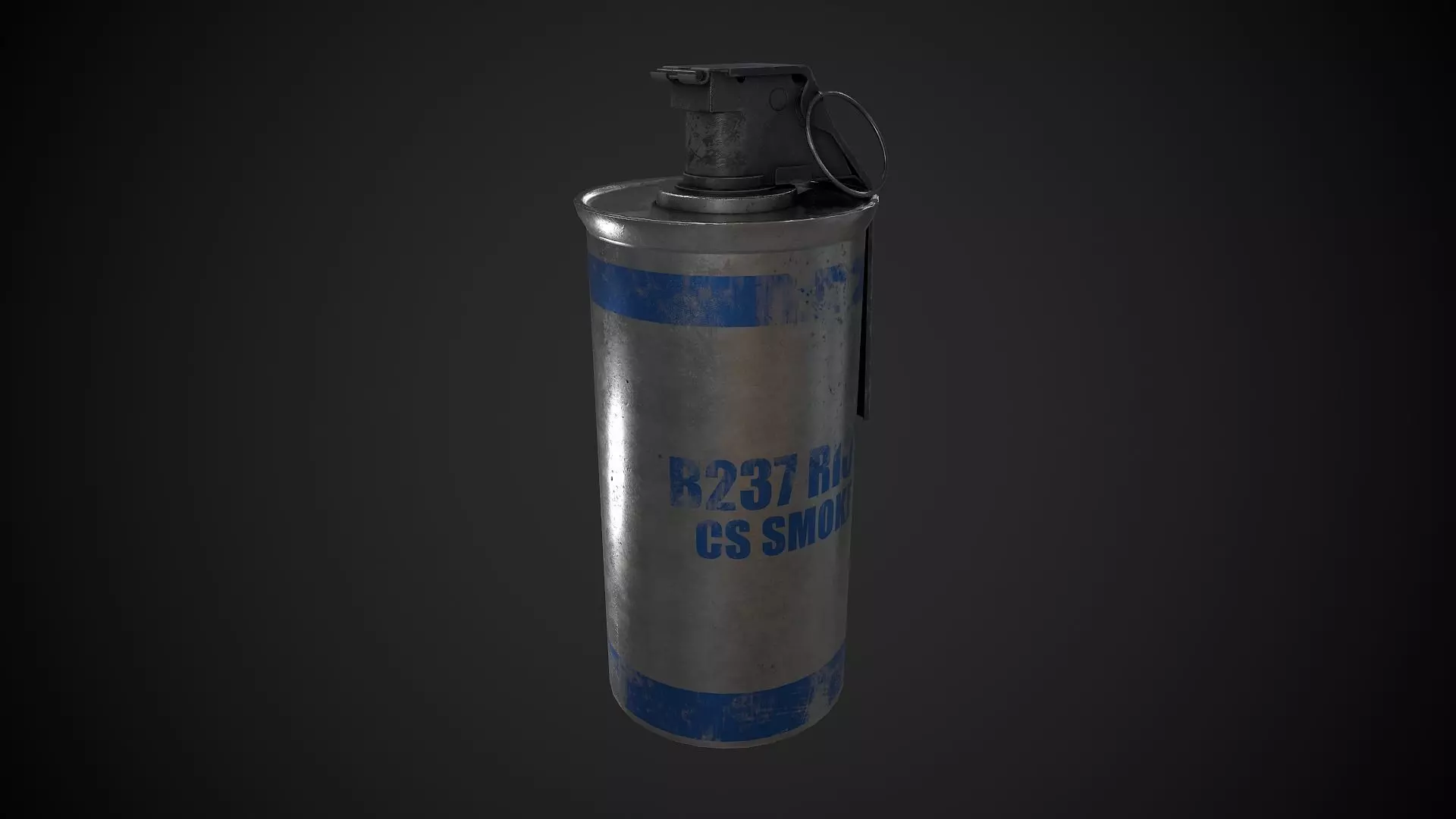 Tear Gas Grenade Low-poly 3D model_0