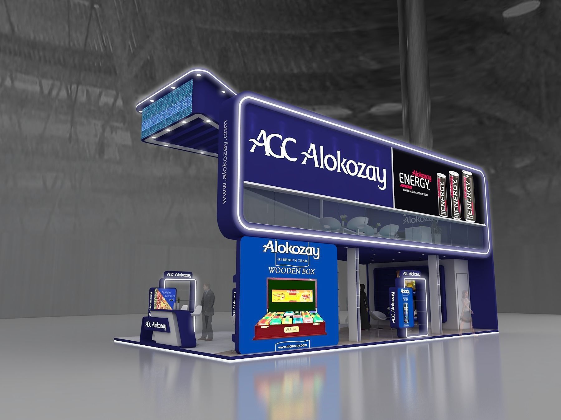 Exhibition stand 3D model 12x6 mtr 3 sides Mezzanine Stand 3D model_6