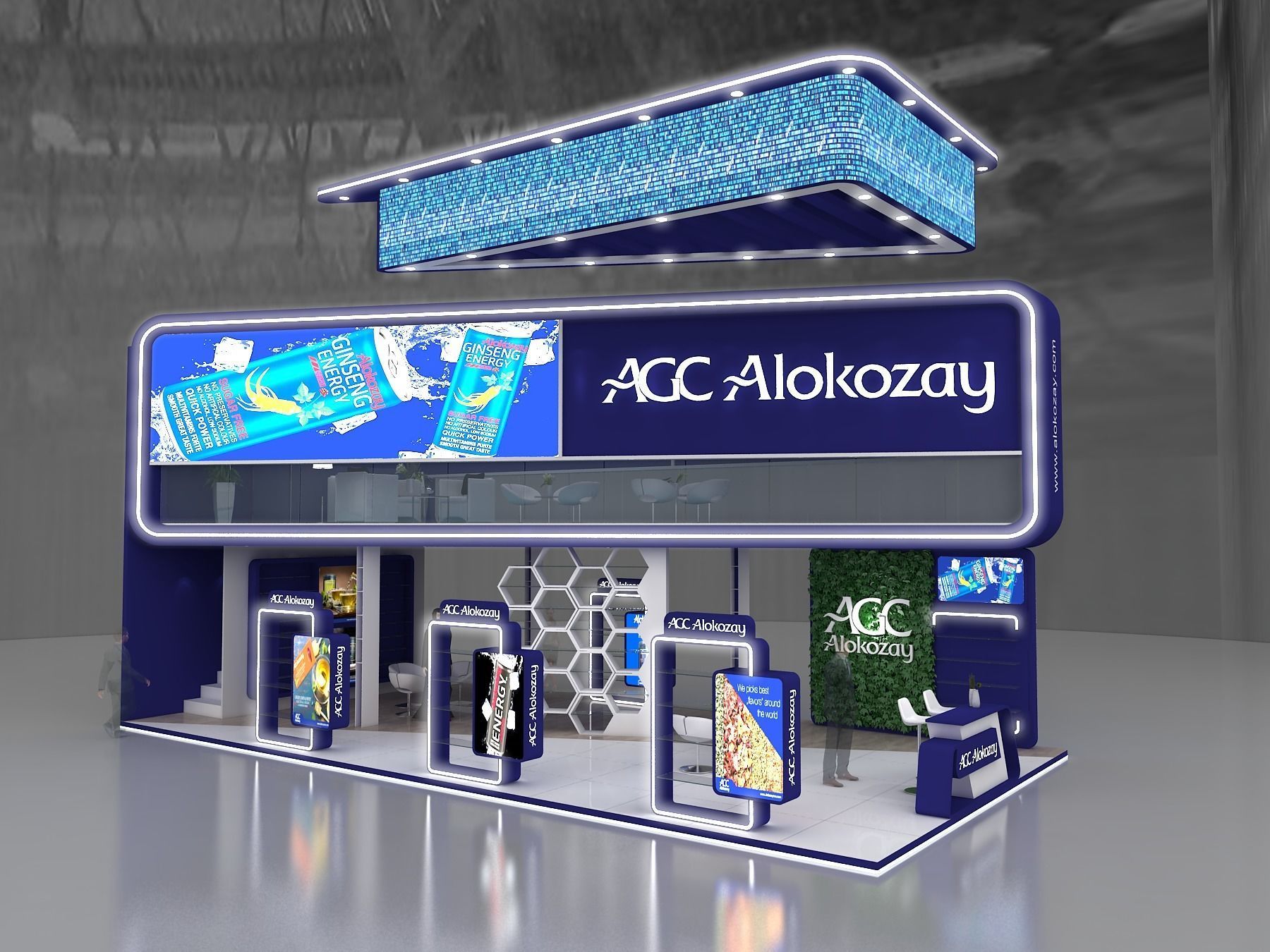Exhibition stand 3D model 12x6 mtr 3 sides Mezzanine Stand 3D model_5