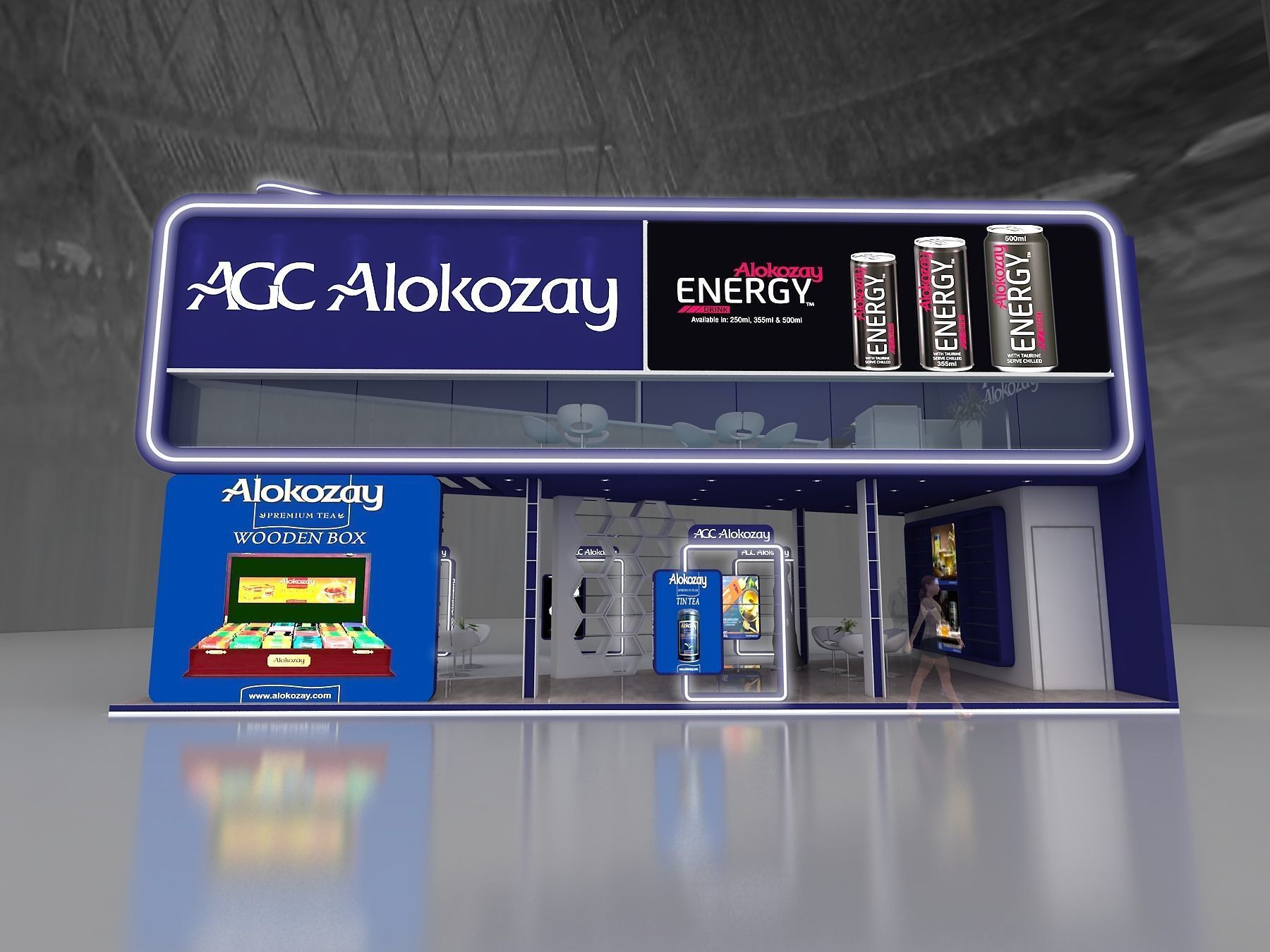 Exhibition stand 3D model 12x6 mtr 3 sides Mezzanine Stand 3D model_7