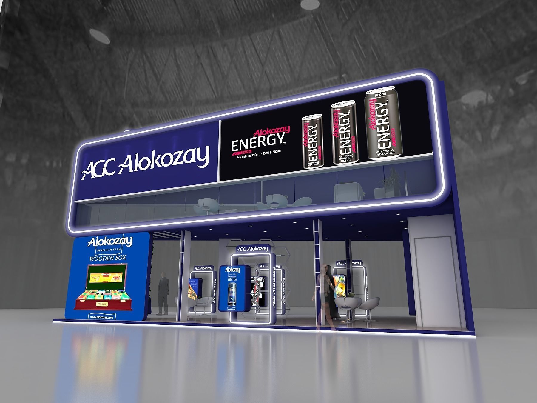 Exhibition stand 3D model 12x6 mtr 3 sides Mezzanine Stand 3D model_8