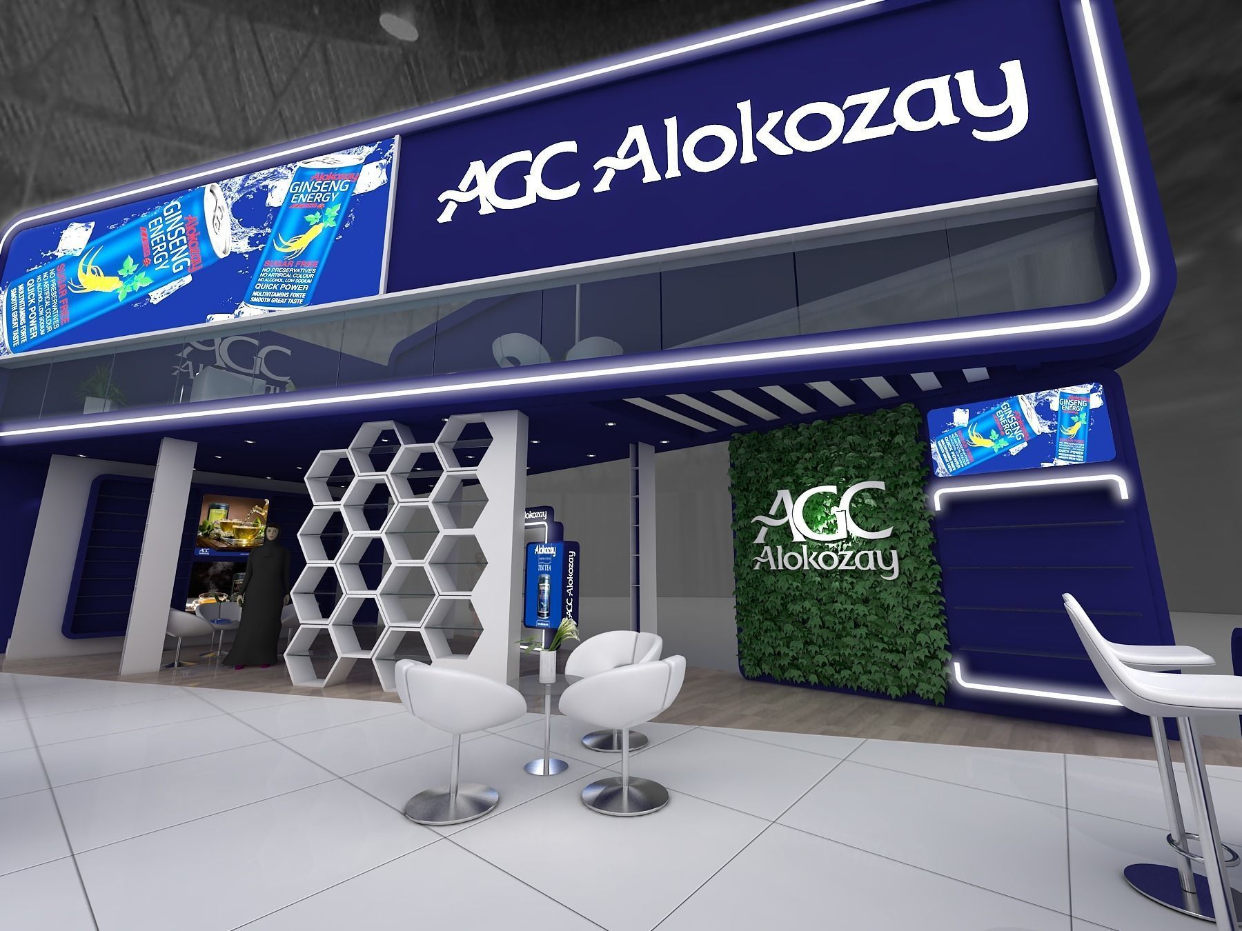 Exhibition stand 3D model 12x6 mtr 3 sides Mezzanine Stand 3D model_4