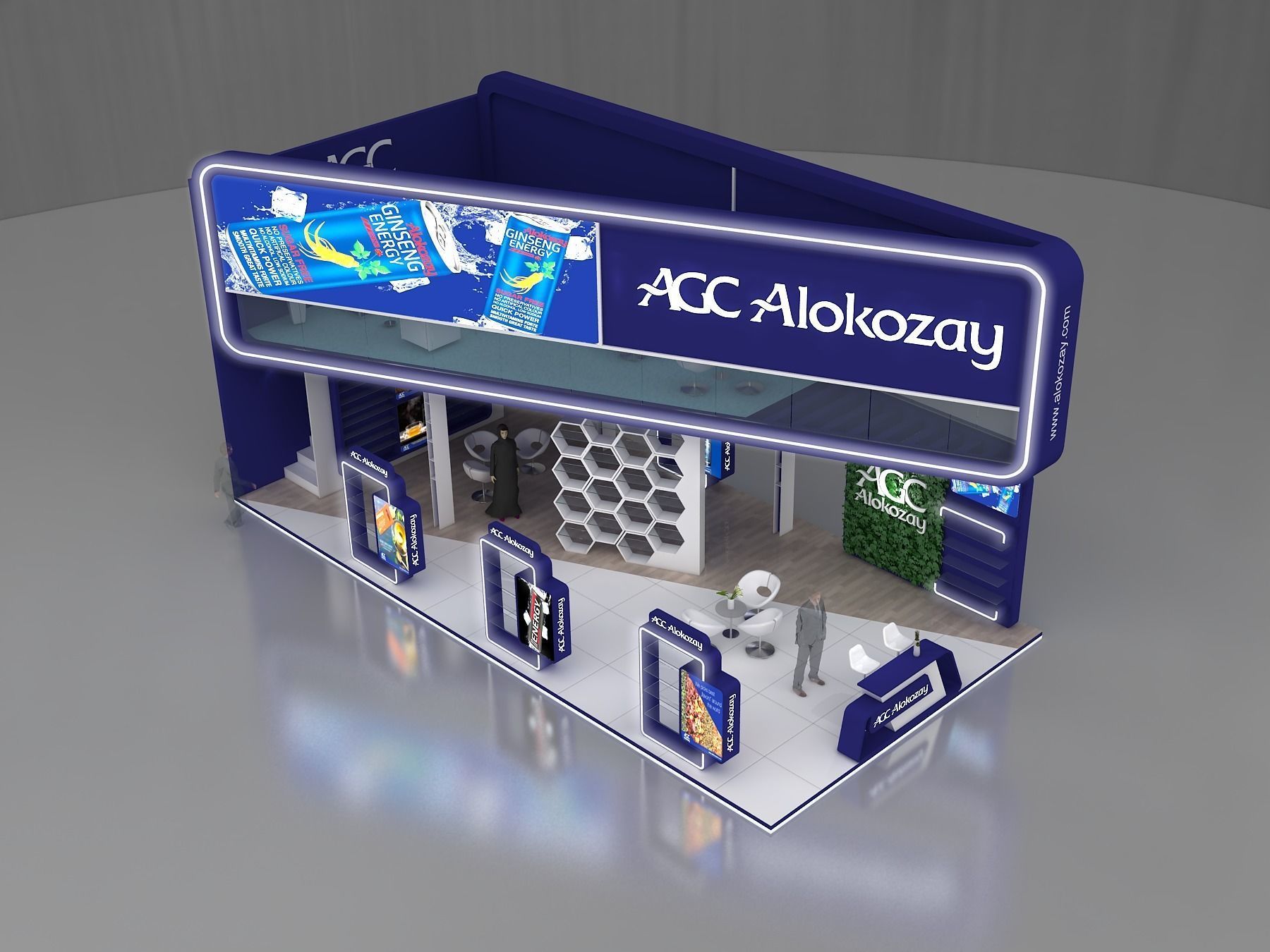 Exhibition stand 3D model 12x6 mtr 3 sides Mezzanine Stand 3D model_3