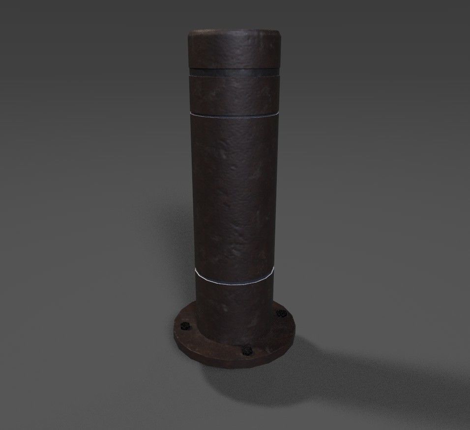 Road Block Pillar with pack texture Low-poly 3D model_3