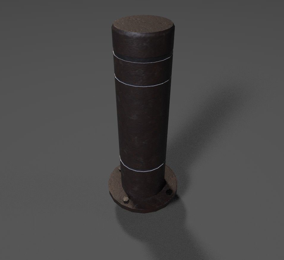 Road Block Pillar with pack texture Low-poly 3D model_4