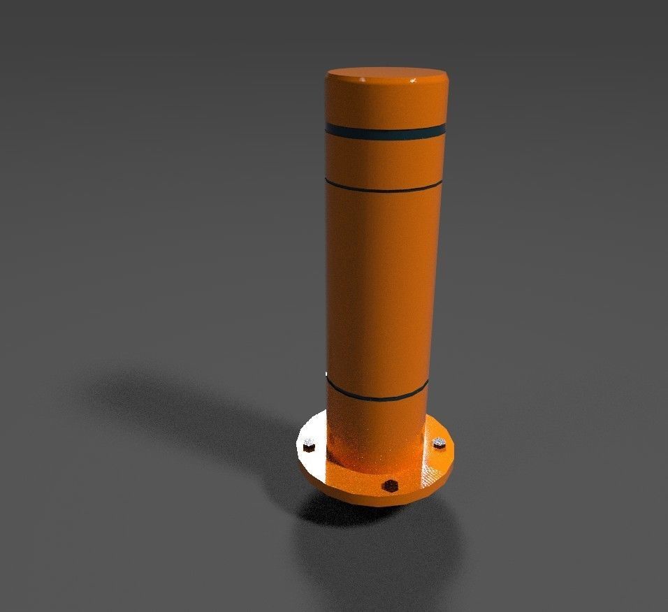 Road Block Pillar with pack texture Low-poly 3D model_6