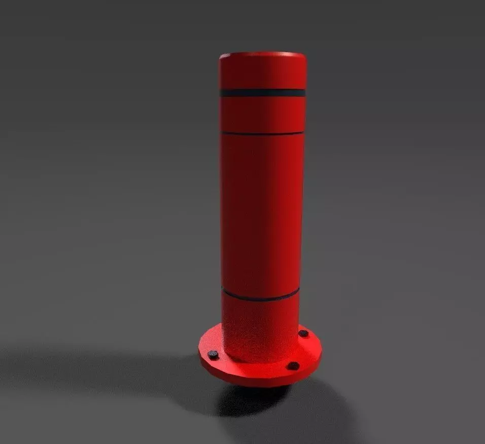 Road Block Pillar with pack texture Low-poly 3D model_0