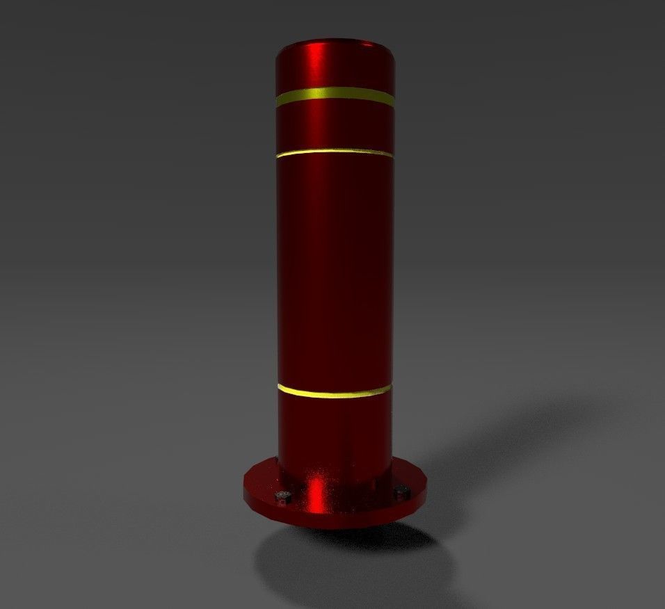 Road Block Pillar with pack texture Low-poly 3D model_2