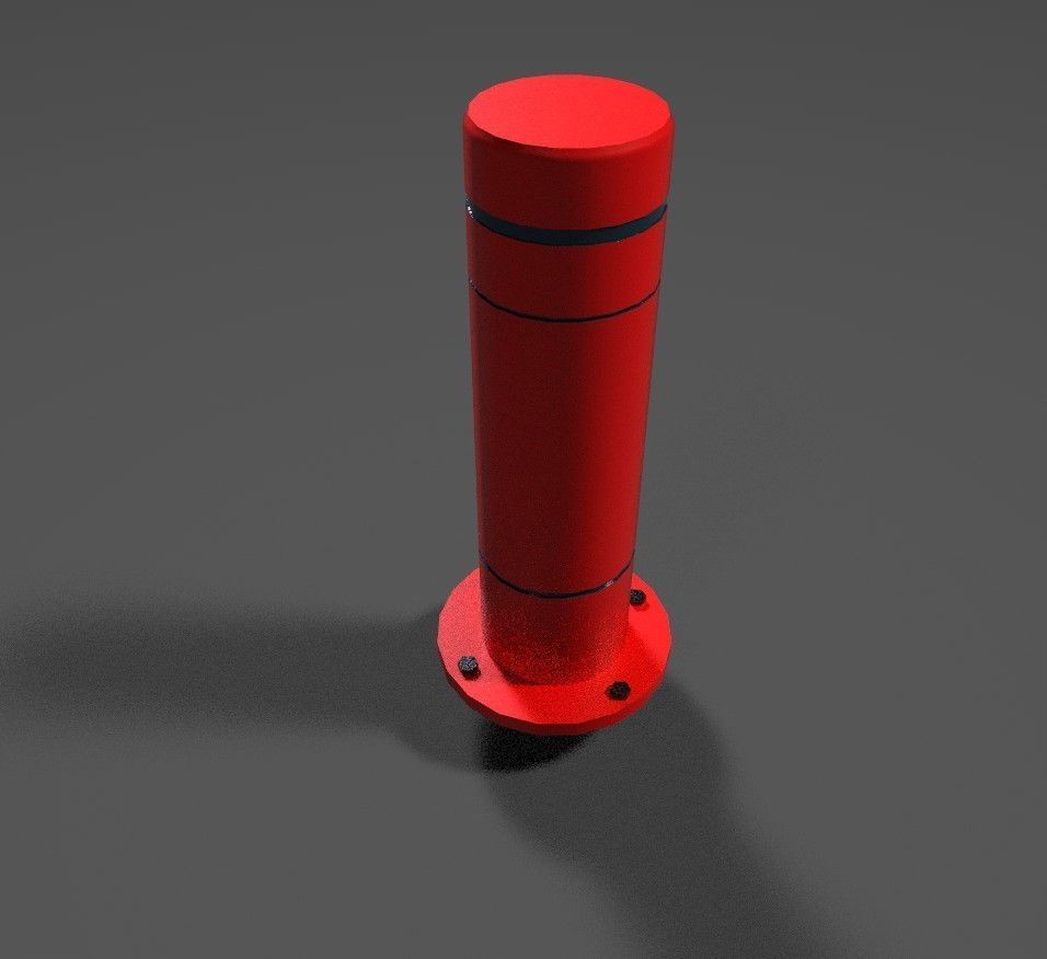 Road Block Pillar with pack texture Low-poly 3D model_5