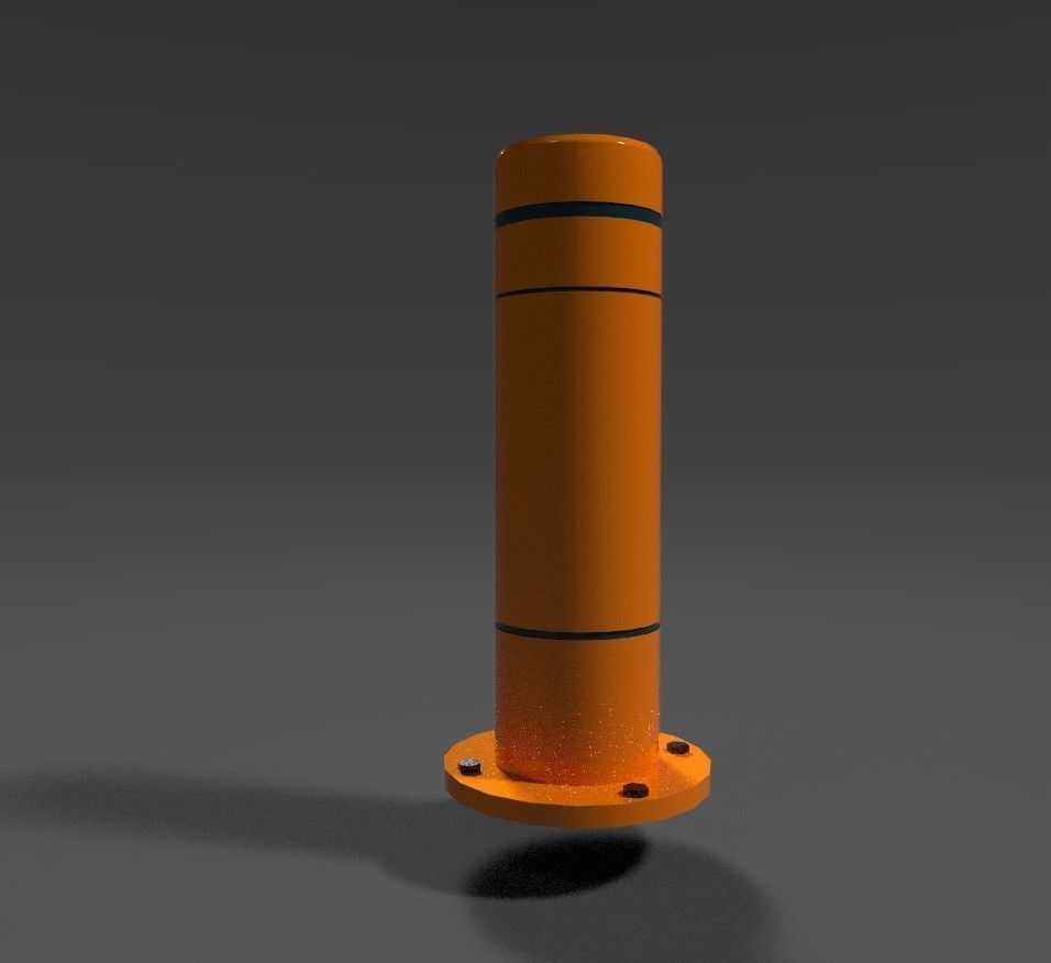 Road Block Pillar with pack texture Low-poly 3D model_1