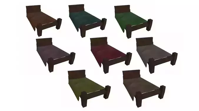 Old Bed Low-poly 3D model