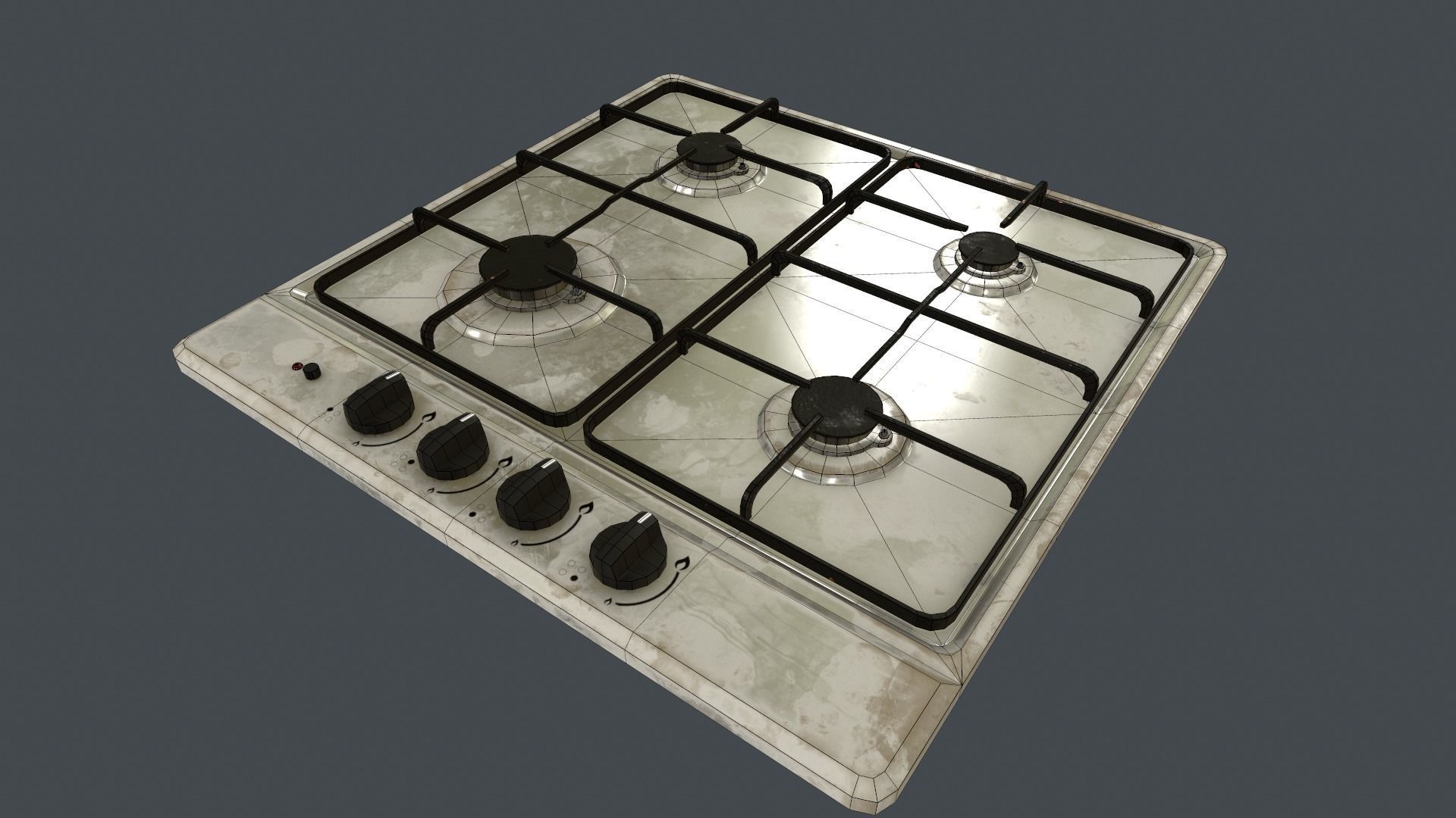Game Ready Gas Hob Low-poly 3D model_9