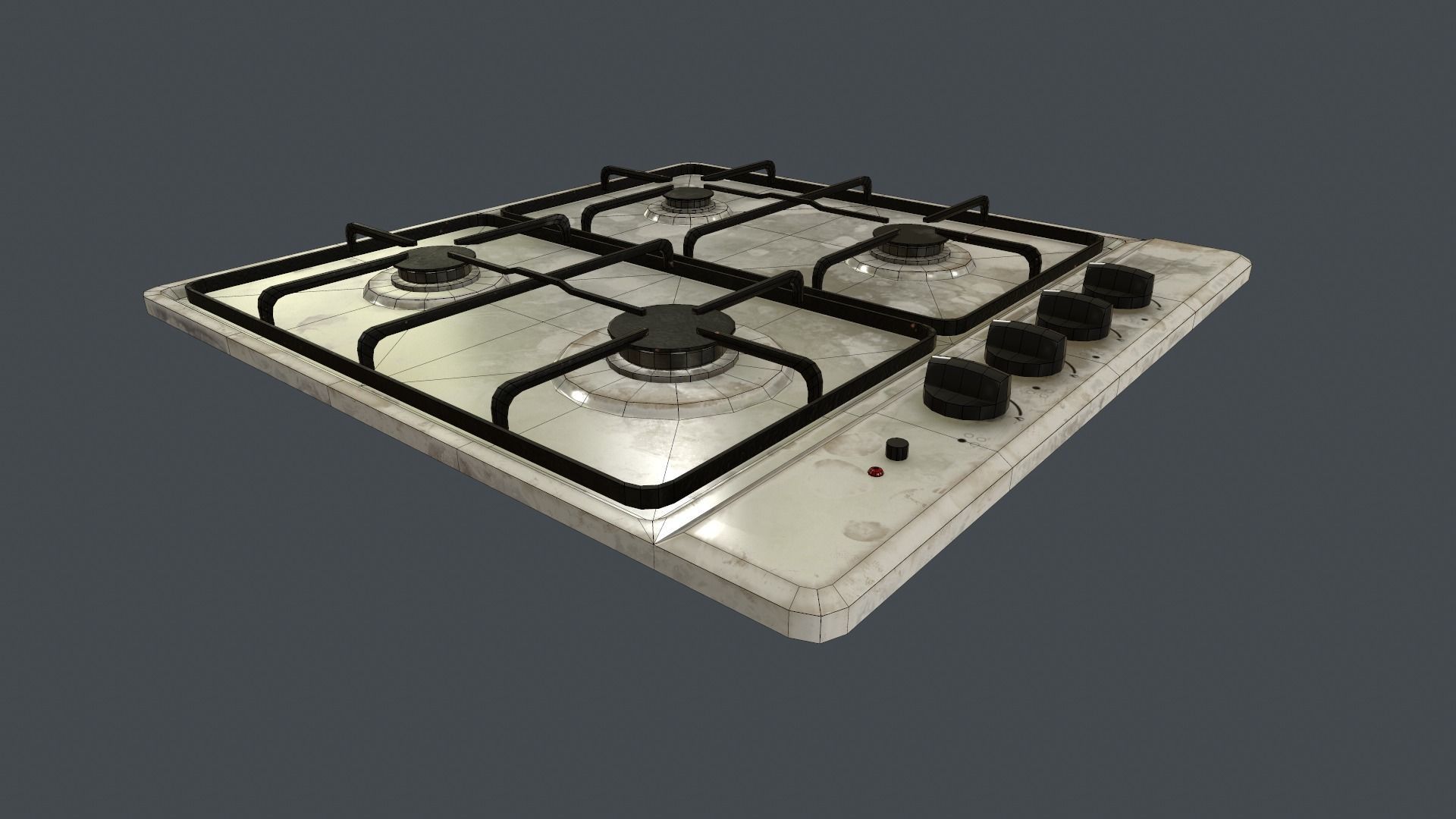 Game Ready Gas Hob Low-poly 3D model_5