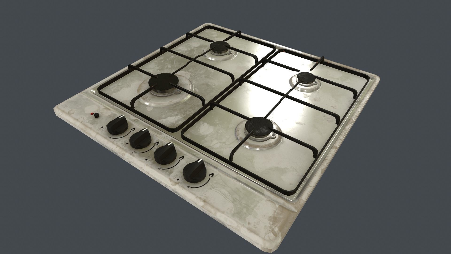 Game Ready Gas Hob Low-poly 3D model_8