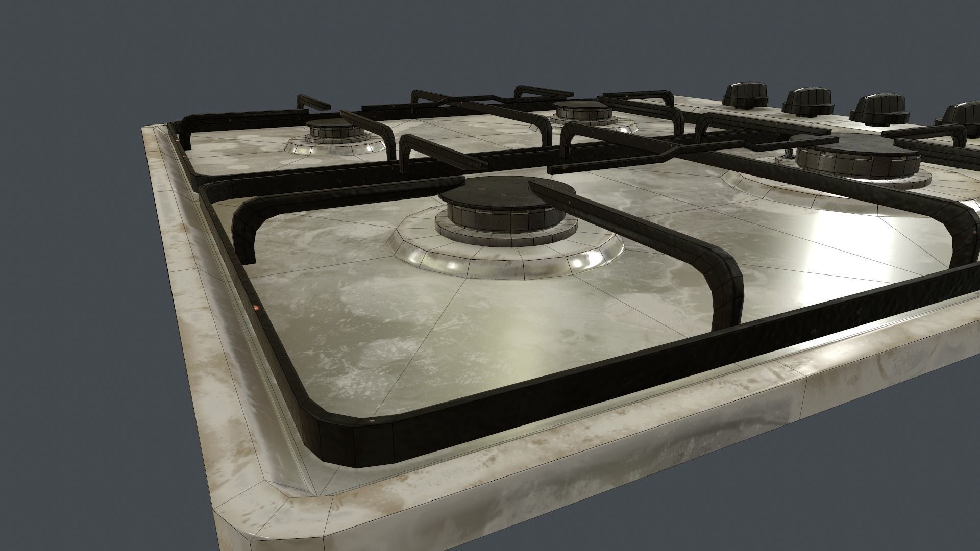 Game Ready Gas Hob Low-poly 3D model_3