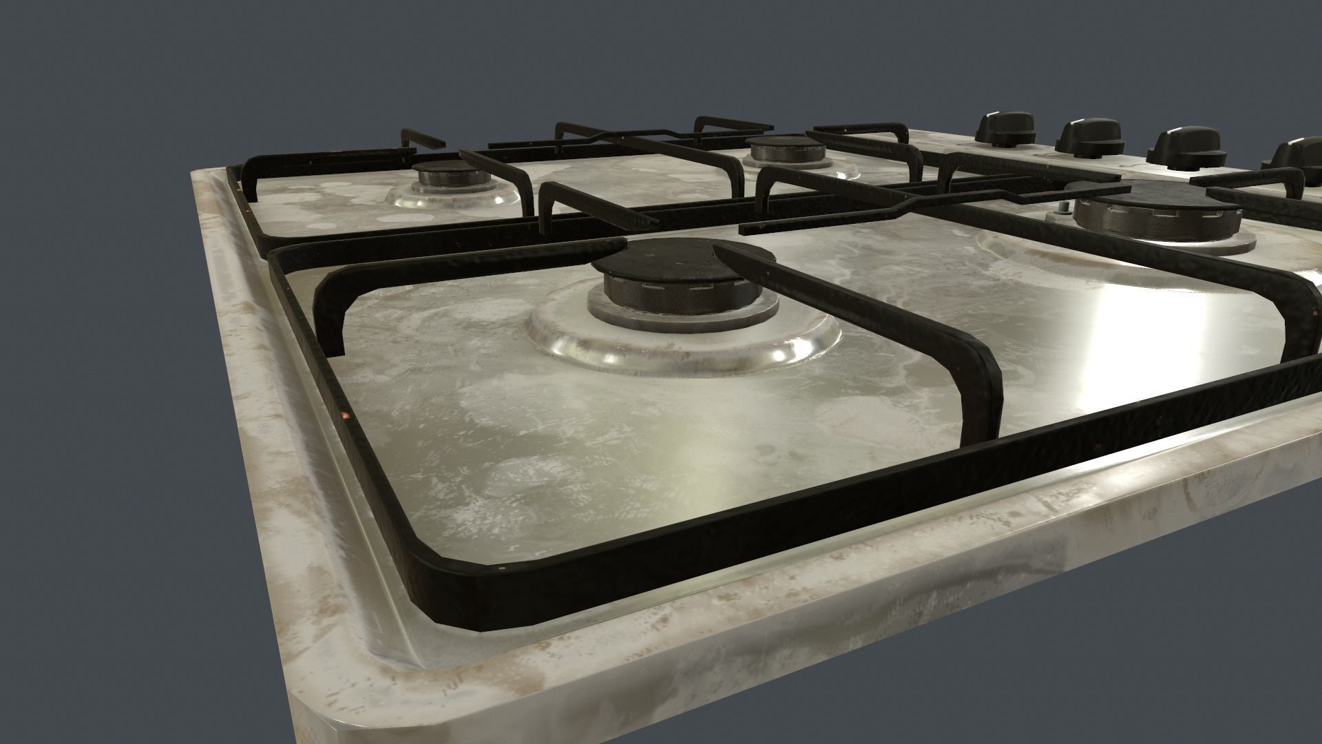 Game Ready Gas Hob Low-poly 3D model_2