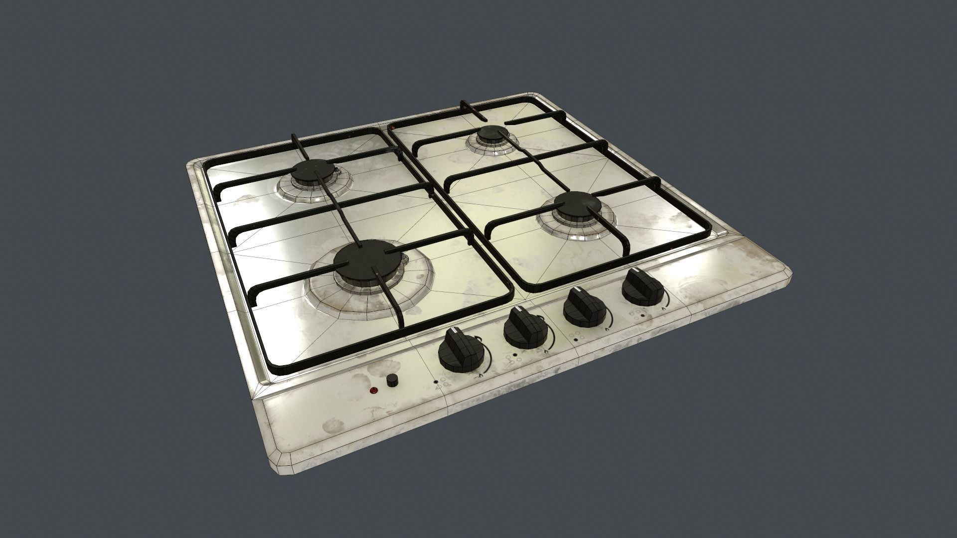 Game Ready Gas Hob Low-poly 3D model_1