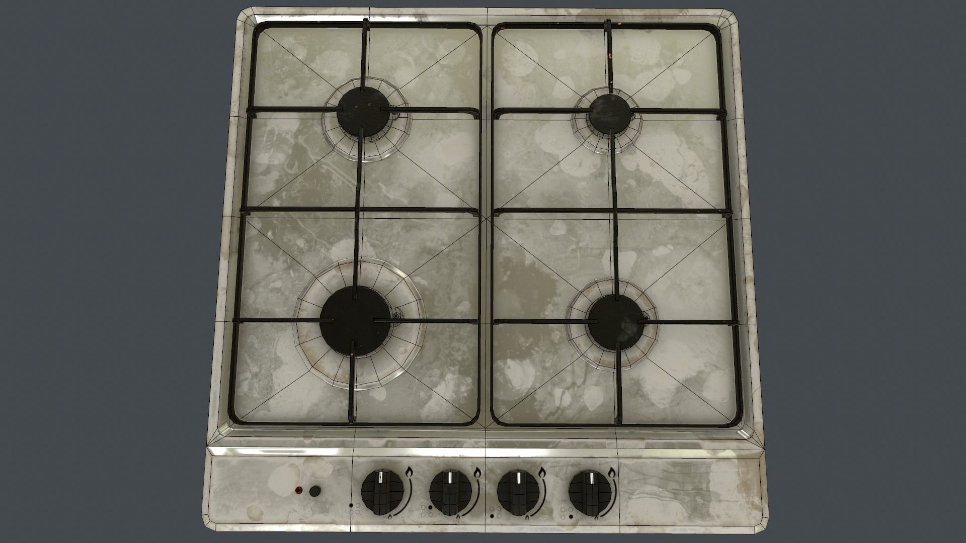 Game Ready Gas Hob Low-poly 3D model_7