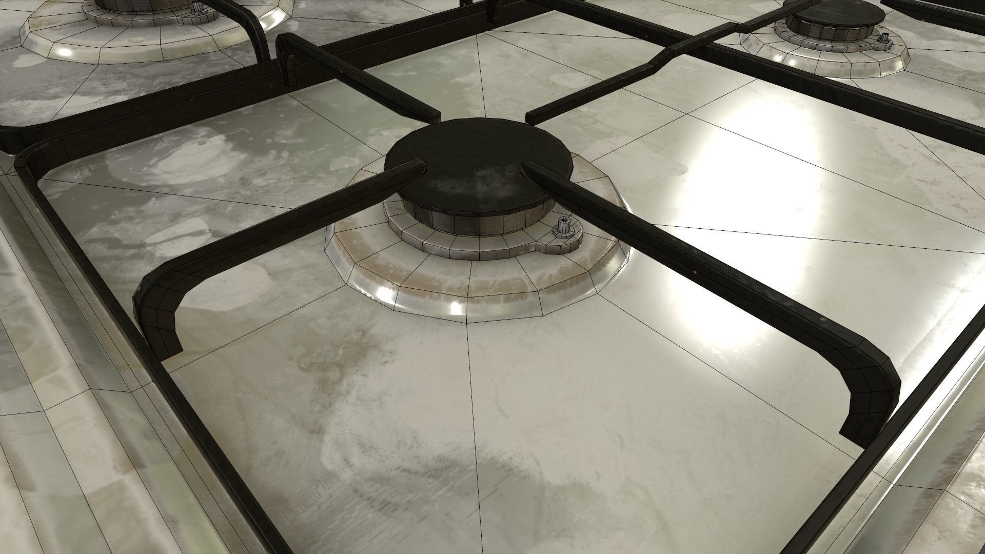 Game Ready Gas Hob Low-poly 3D model_11