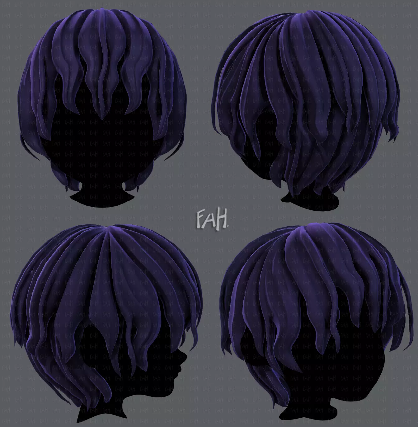 3D Hair style for boy V60 Low-poly 3D model