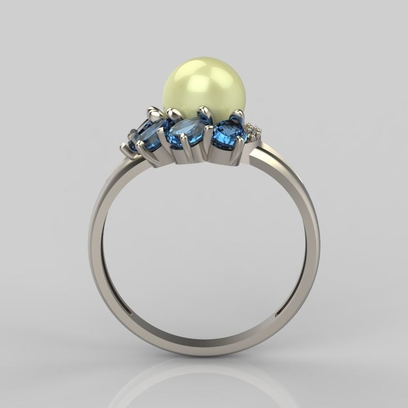 Women Ring with  pearl and pears 3dm stl 3D print model 3D print model_7