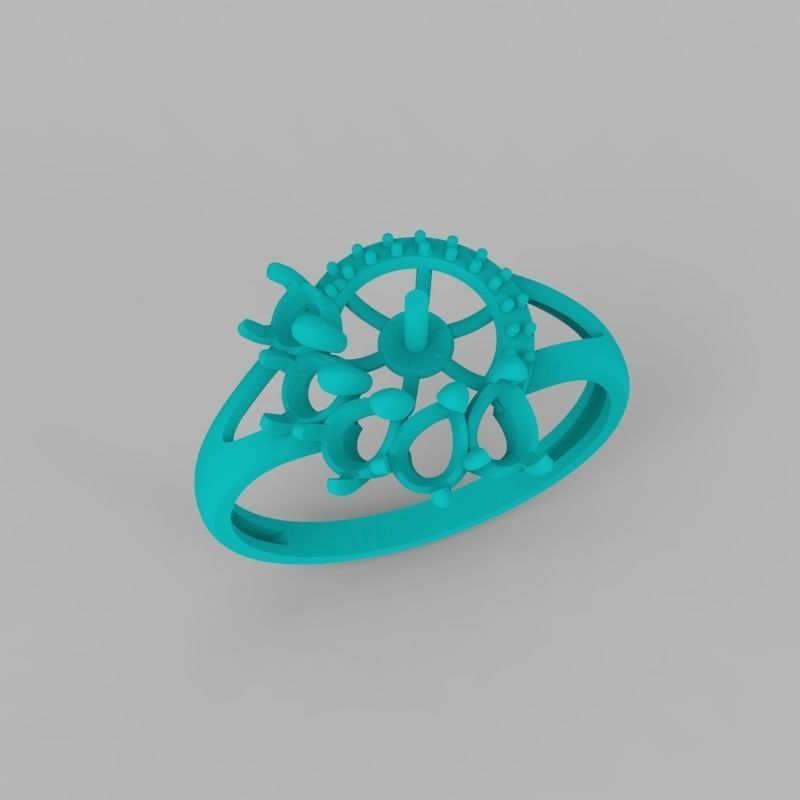 Women Ring with  pearl and pears 3dm stl 3D print model 3D print model_10