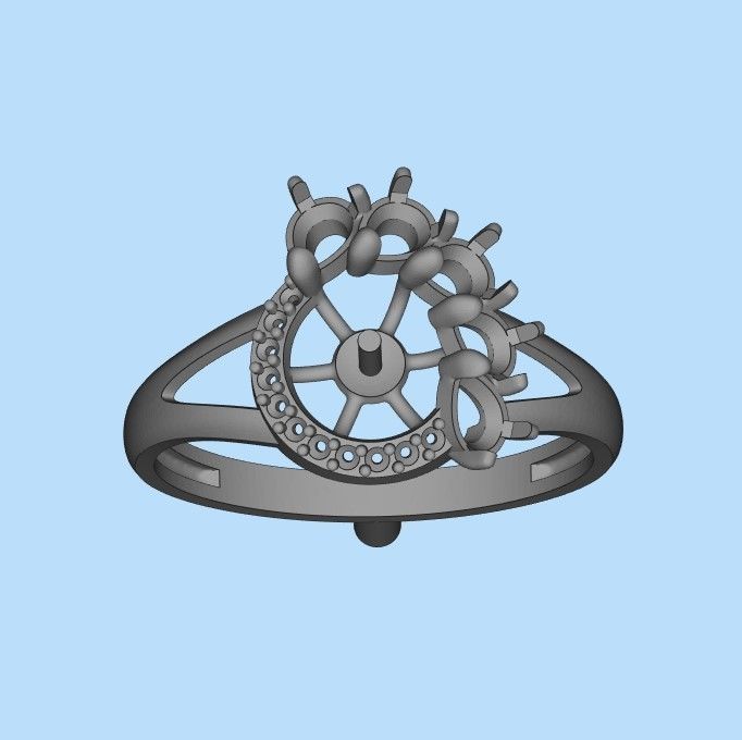 Women Ring with  pearl and pears 3dm stl 3D print model 3D print model_26