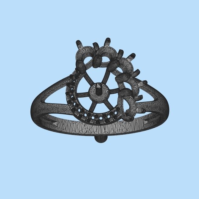 Women Ring with  pearl and pears 3dm stl 3D print model 3D print model_27