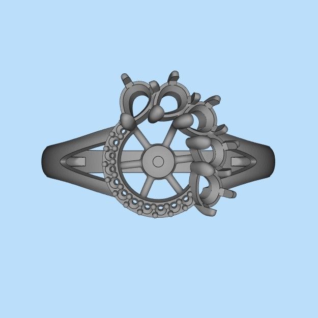 Women Ring with  pearl and pears 3dm stl 3D print model 3D print model_28