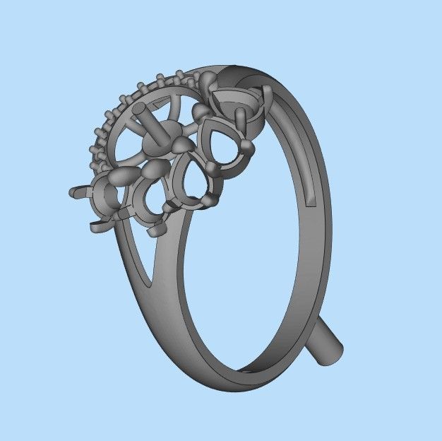 Women Ring with  pearl and pears 3dm stl 3D print model 3D print model_23
