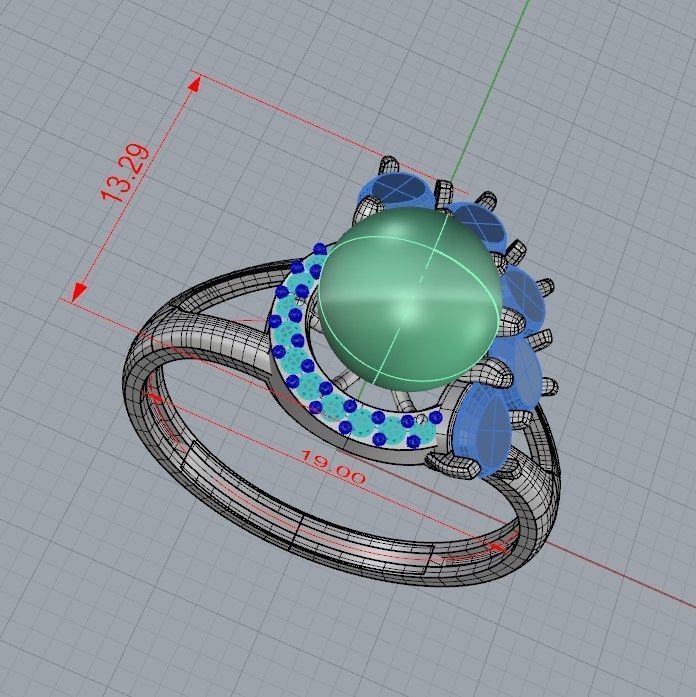Women Ring with  pearl and pears 3dm stl 3D print model 3D print model_20