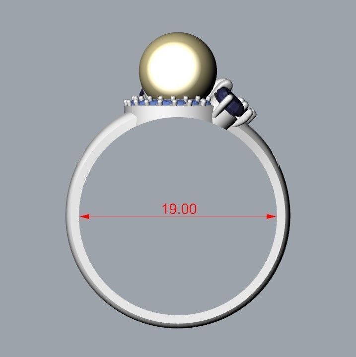 Women Ring with  pearl and pears 3dm stl 3D print model 3D print model_17