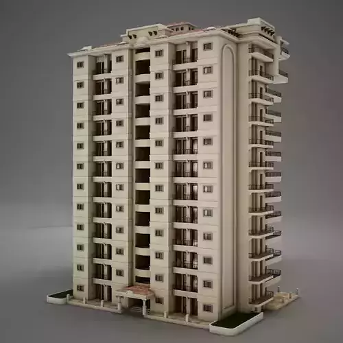 3D model BIG Tropical Latin Mexican Beach Tower Hotel Hacienda