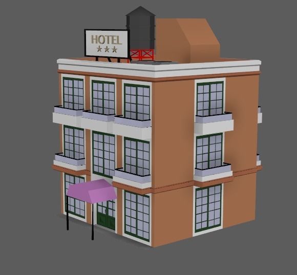 City package low poly Low-poly 3D model_8