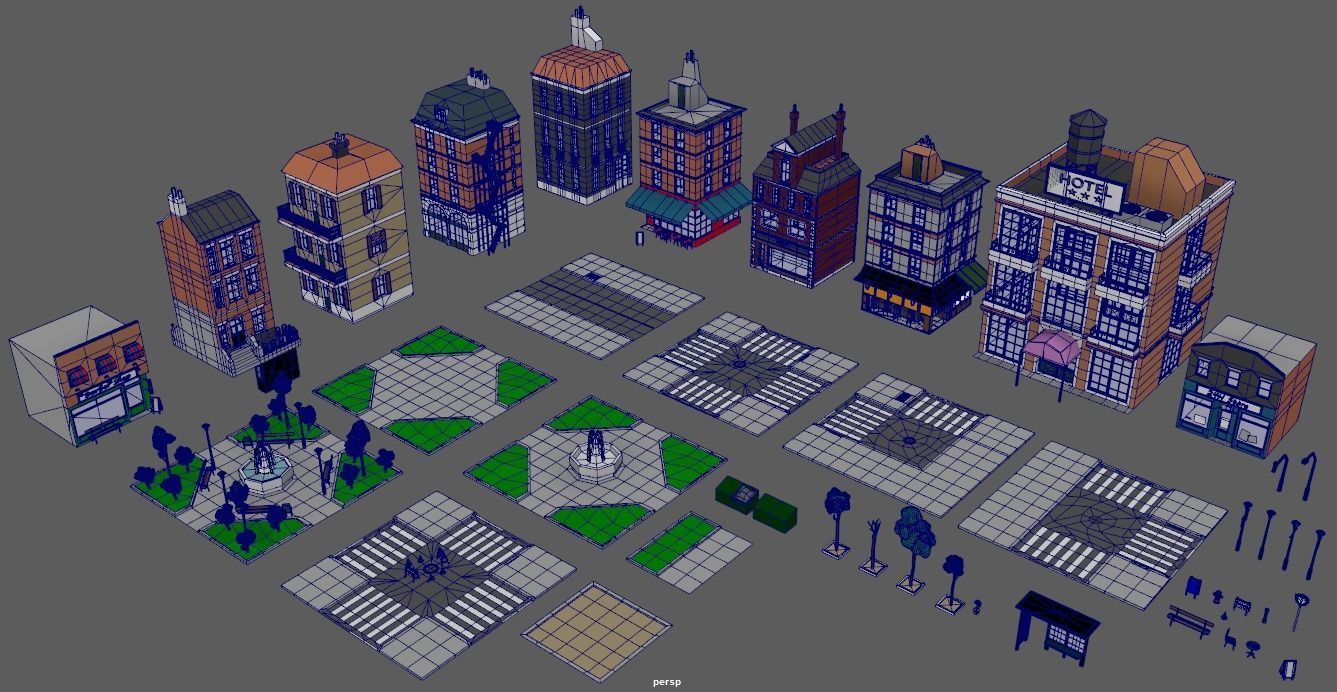City package low poly Low-poly 3D model_4