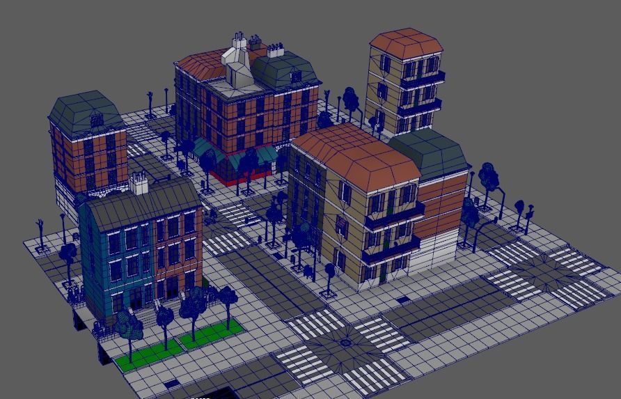 City package low poly Low-poly 3D model_5