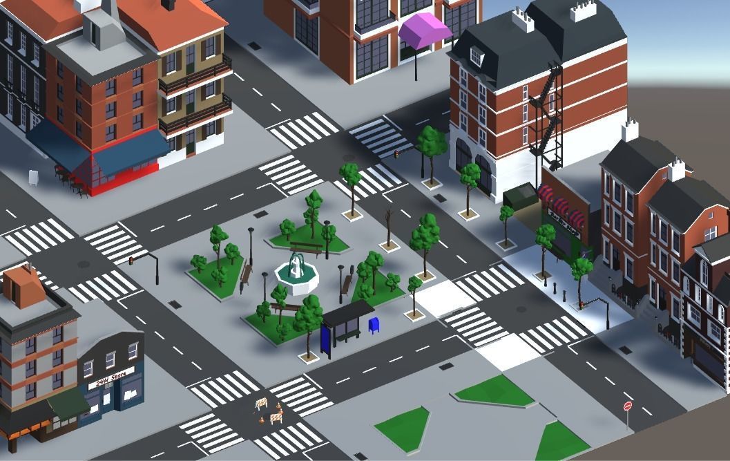 City package low poly Low-poly 3D model_2