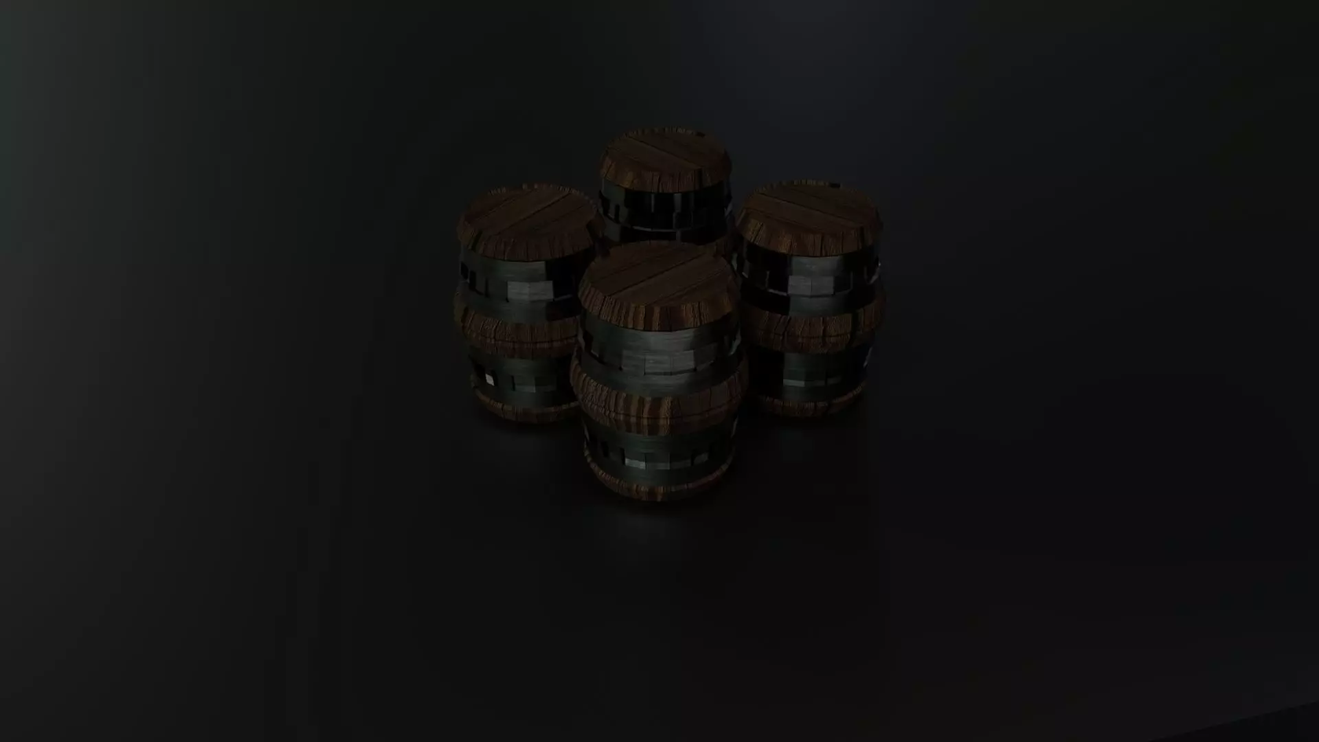 RetrofuturisticBarrels set of wooden barrels on table Low-poly 3D model_0