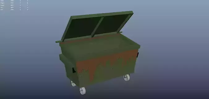 Low poly dumpster trash can on wheels Free low-poly 3D model